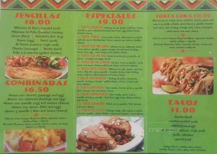 Tortas Lokas - Montclair, NJ menu_pic