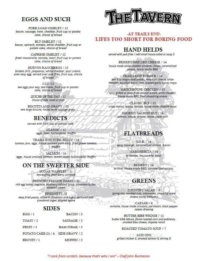 The Tavern At Trails End - Sunrise Beach, MO menu_pic