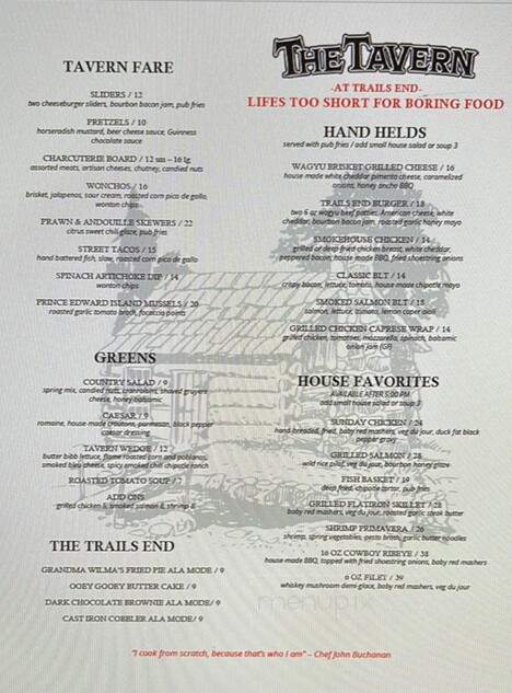 The Tavern At Trails End - Sunrise Beach, MO menu_pic