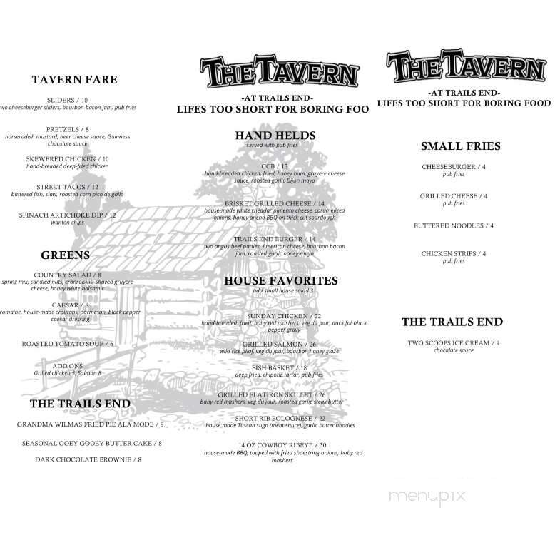 The Tavern At Trails End - Sunrise Beach, MO menu_pic