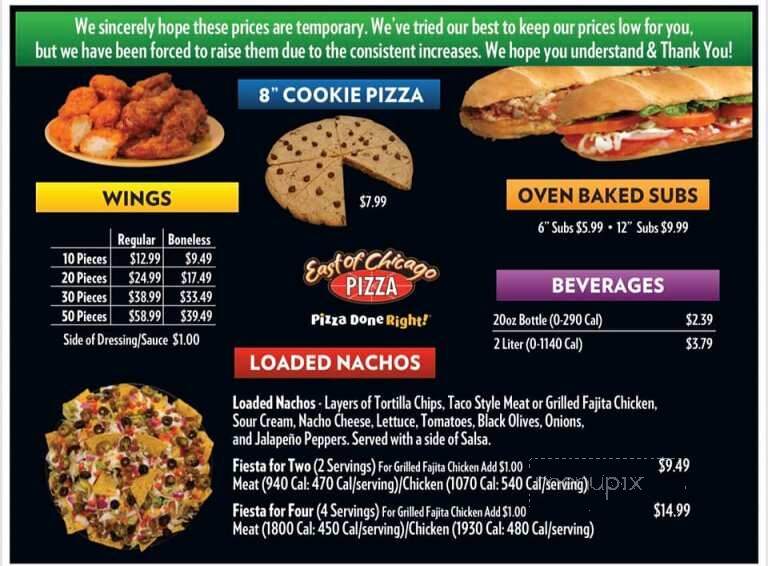 East of Chicago Pizza - Bridgeport, WV menu_pic