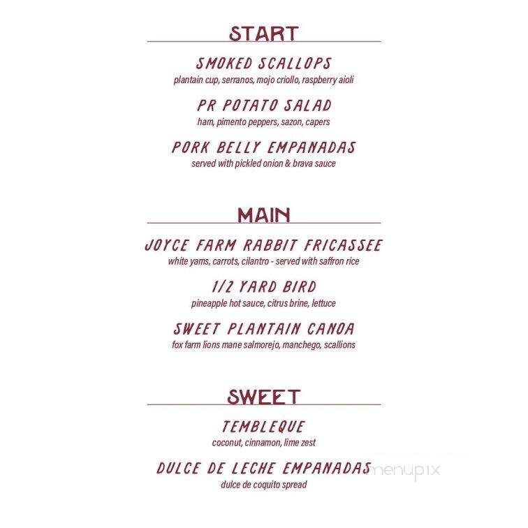 Bendito - Raleigh, NC menu_pic