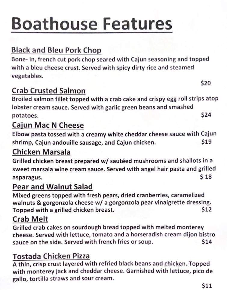 Boathouse Restaurant - Winona Lake, IN menu_pic