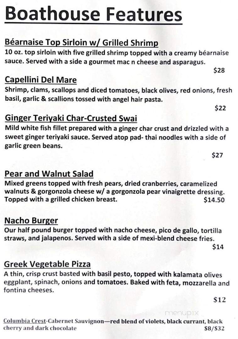 Boathouse Restaurant - Winona Lake, IN menu_pic