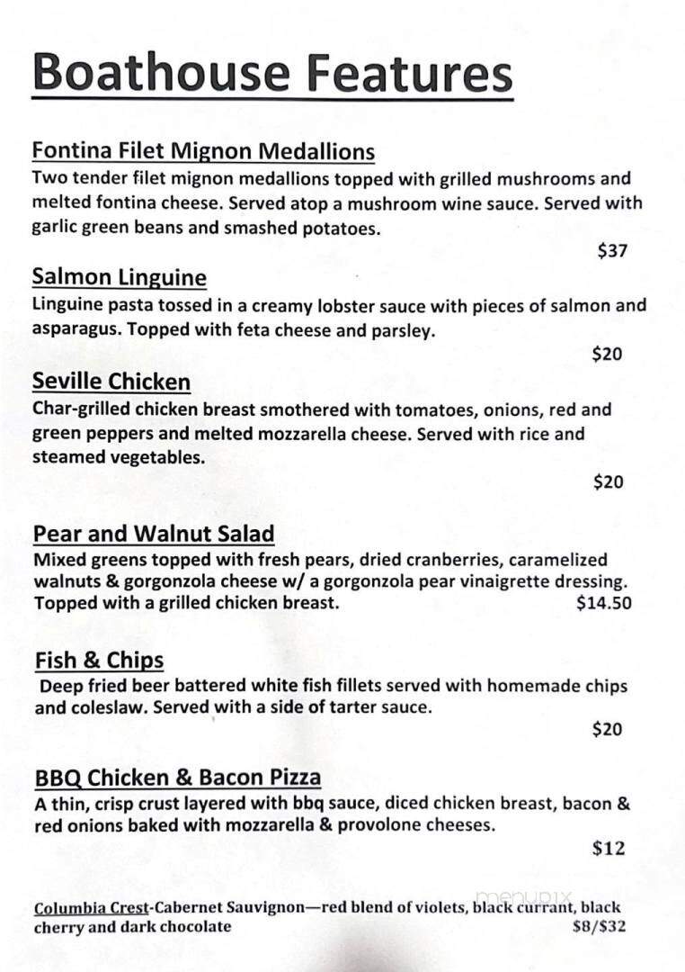 Boathouse Restaurant - Winona Lake, IN menu_pic