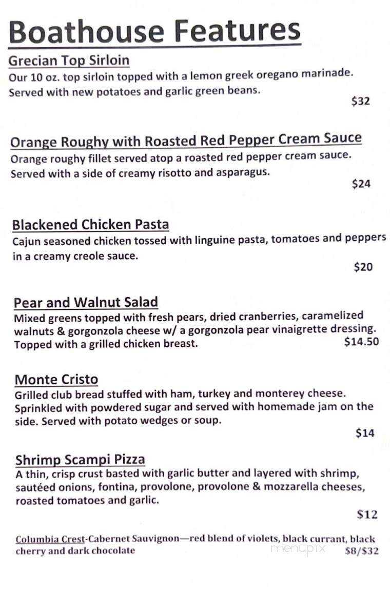 Boathouse Restaurant - Winona Lake, IN menu_pic