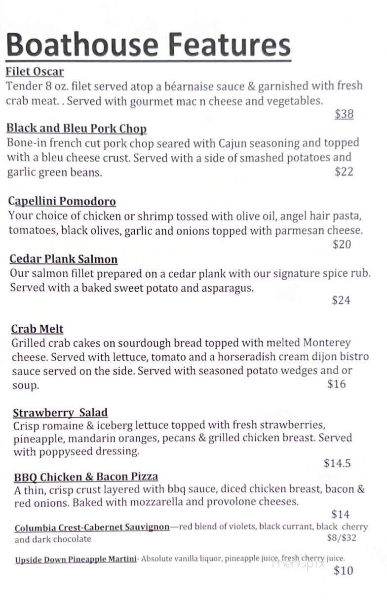 Boathouse Restaurant - Winona Lake, IN menu_pic