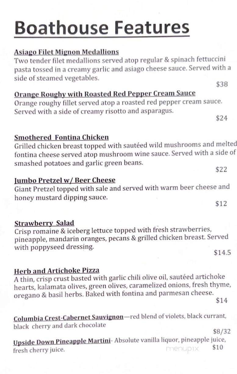 Boathouse Restaurant - Winona Lake, IN menu_pic