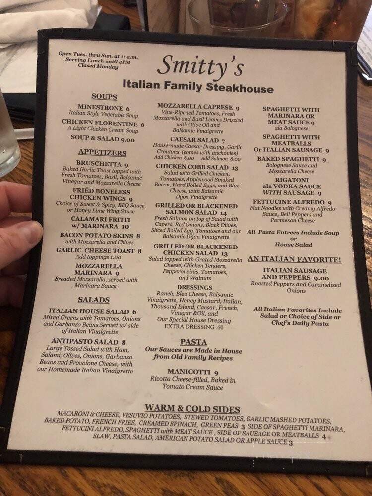 Smitty's Little Tavern - Italian Steakhouse - Evansville, IN menu_pic
