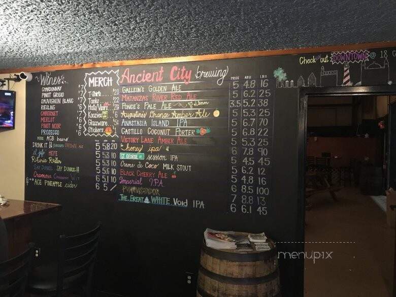 Ancient City Brewing - St. Augustine, FL menu_pic