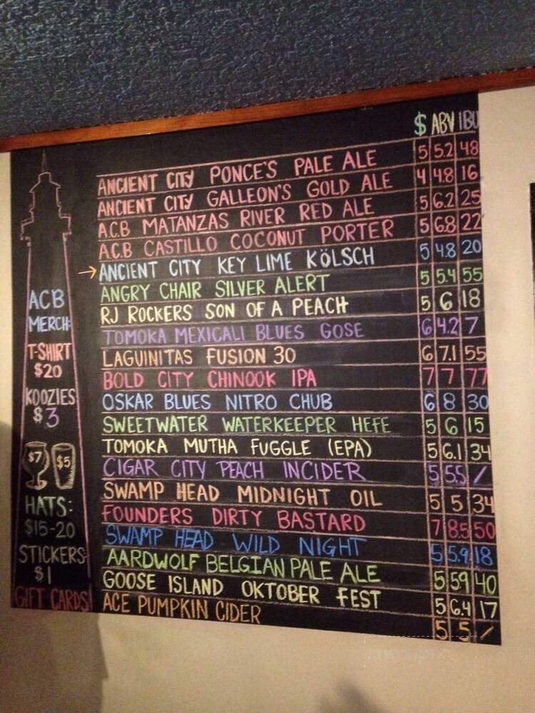 Ancient City Brewing - St. Augustine, FL menu_pic