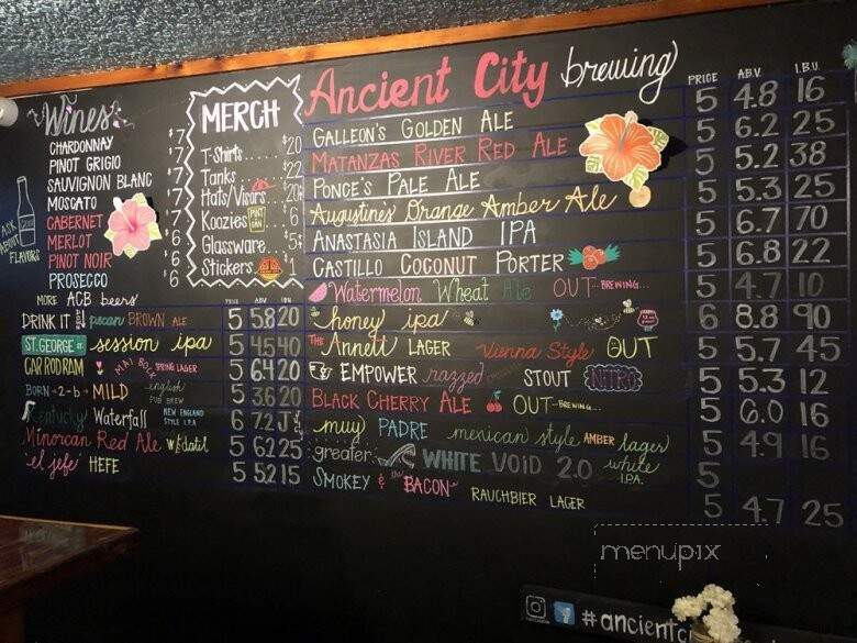 Ancient City Brewing - St. Augustine, FL menu_pic