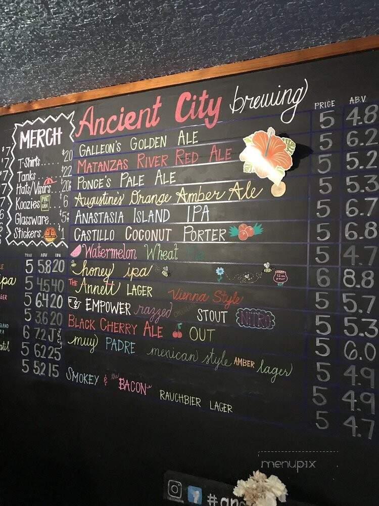 Ancient City Brewing - St. Augustine, FL menu_pic
