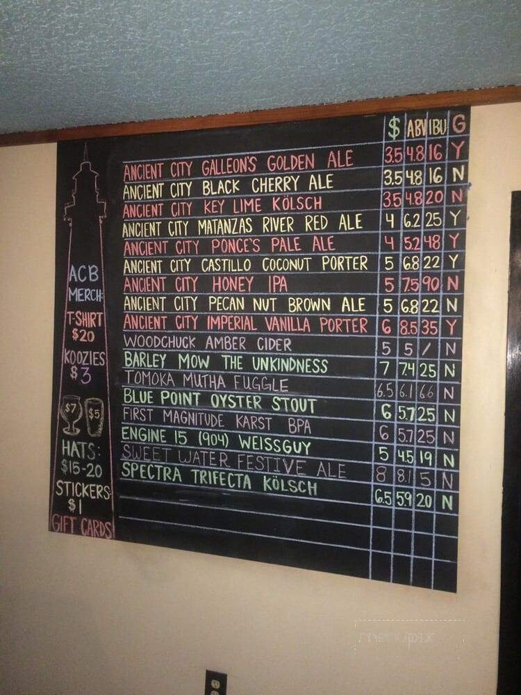 Ancient City Brewing - St. Augustine, FL menu_pic