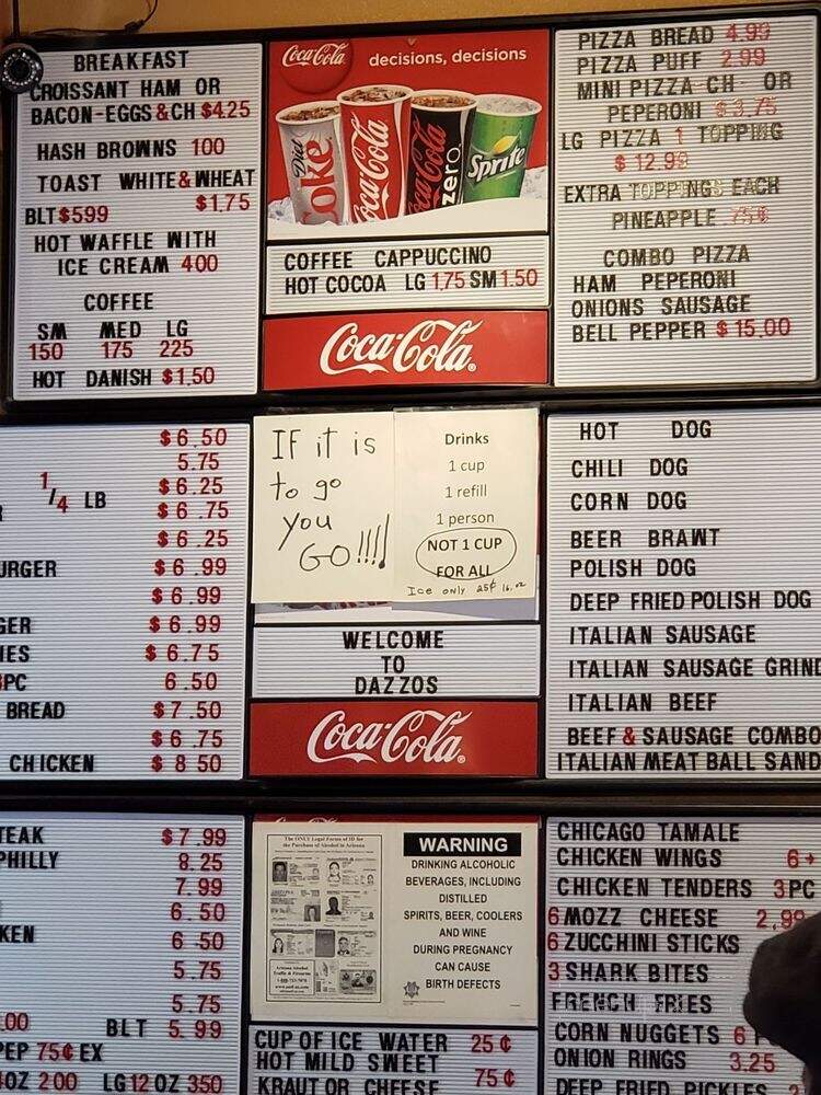 Dazzo's Restaurant and RV - Wikieup, AZ menu_pic