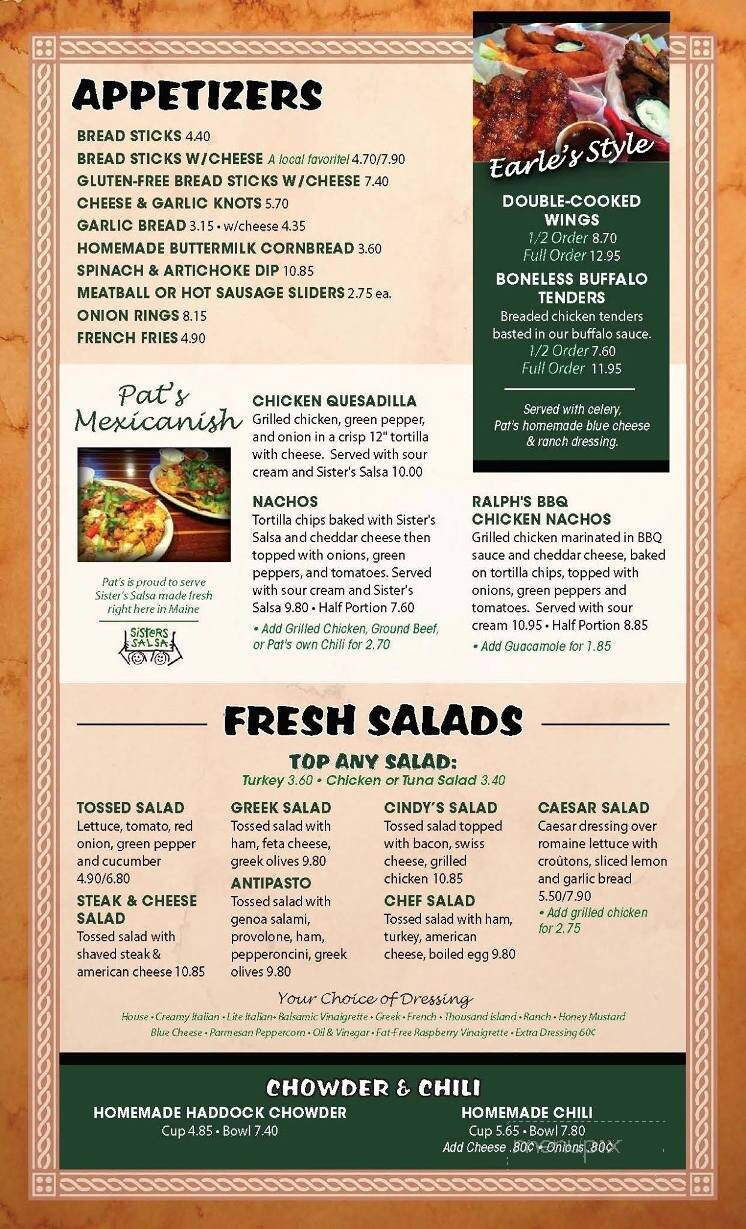 Pat's Pizza - Bar Harbor, ME menu_pic