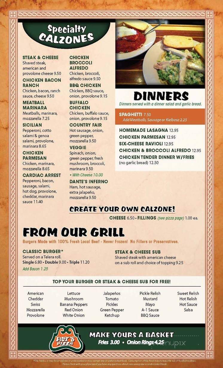 Pat's Pizza - Bar Harbor, ME menu_pic