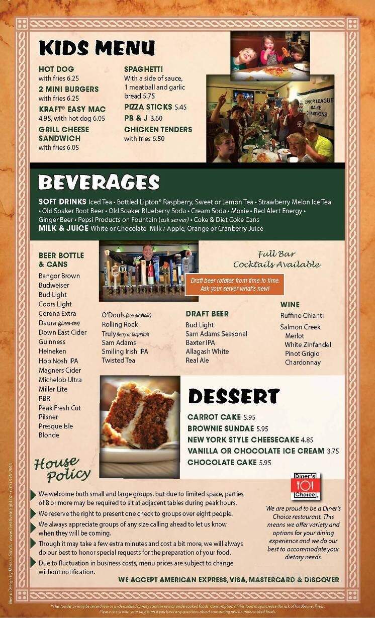 Pat's Pizza - Bar Harbor, ME menu_pic