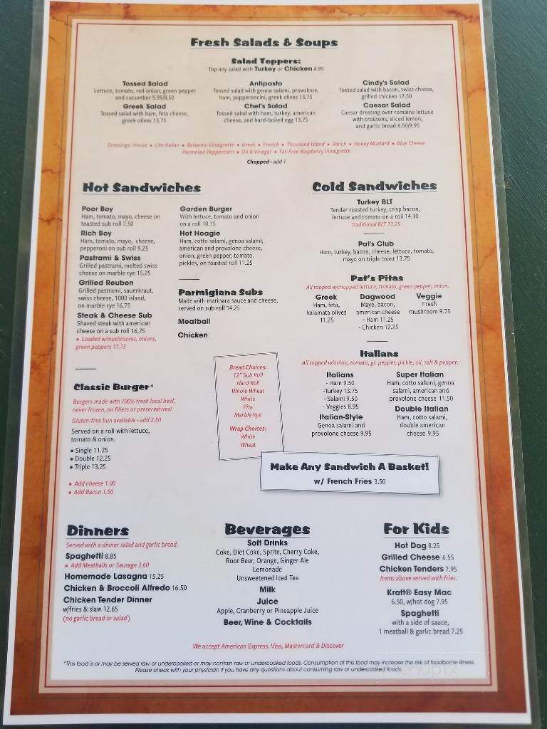 Pat's Pizza - Bar Harbor, ME menu_pic