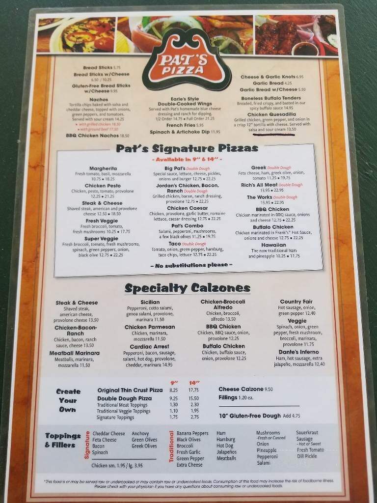 Pat's Pizza - Bar Harbor, ME menu_pic