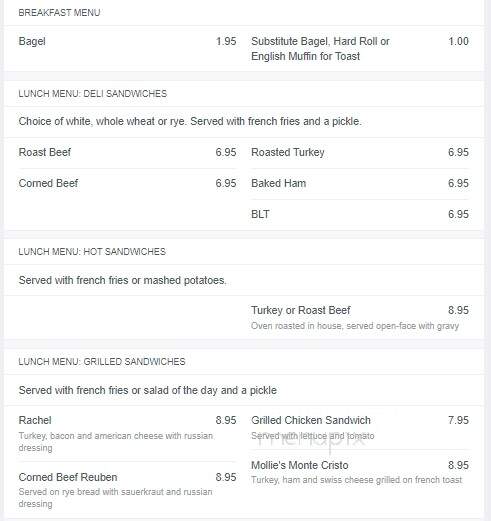 Mollie's Mason Jar - Hadley, NY menu_pic