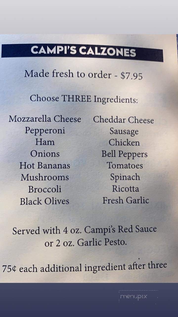 CAMPI'S PIZZA - Dunkirk, NY menu_pic