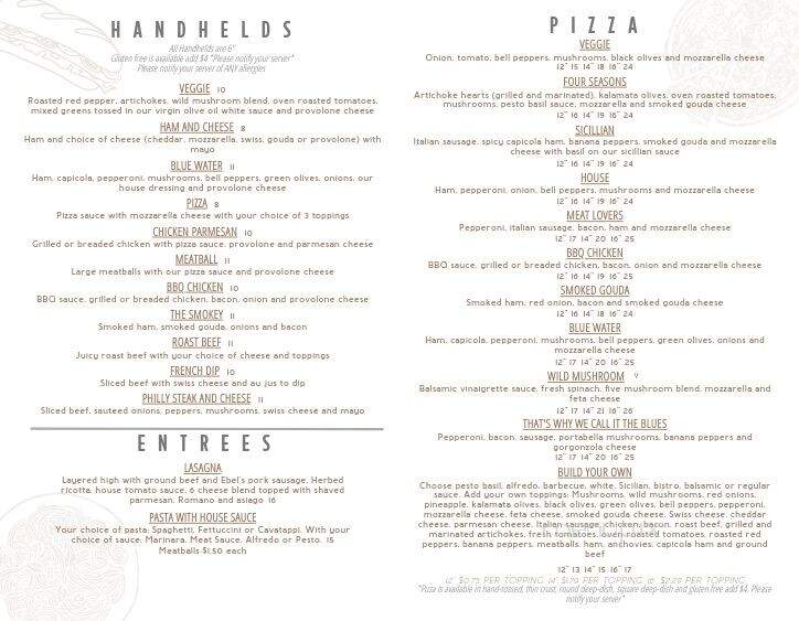 Blue Water Bistro & Pizzeria - Alden, MI menu_pic