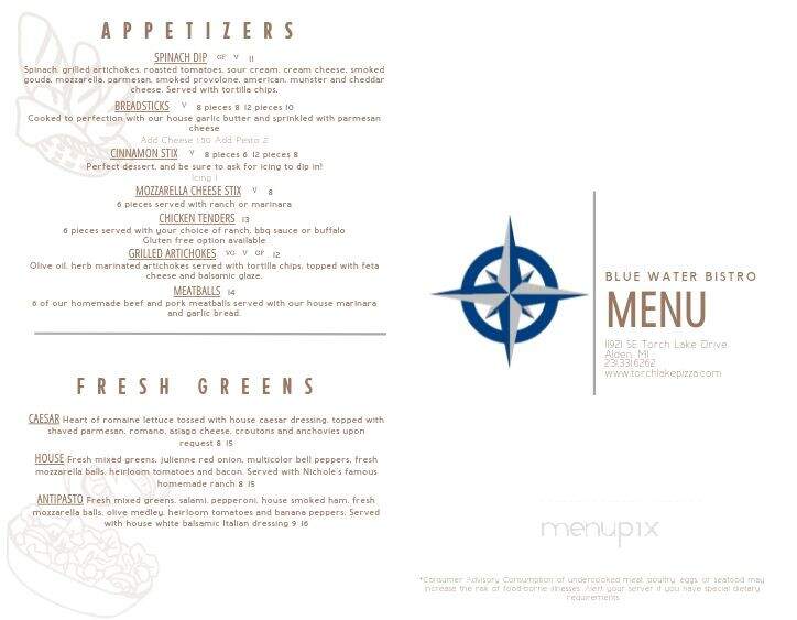 Blue Water Bistro & Pizzeria - Alden, MI menu_pic