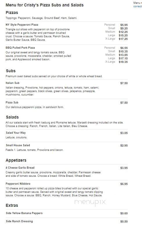 Cristy's Pizza - Amanda, OH menu_pic