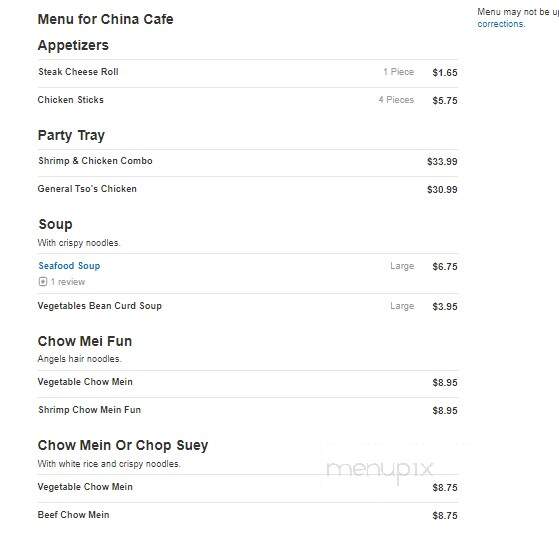 China Cafe - St Augustine, FL menu_pic
