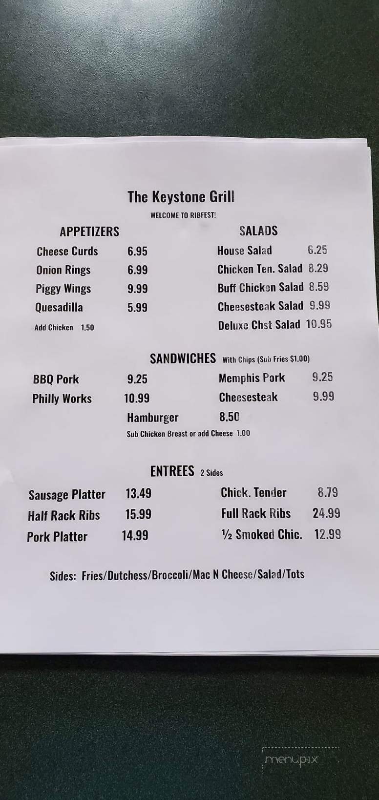 The Keystone Grill - Cambridge, WI menu_pic