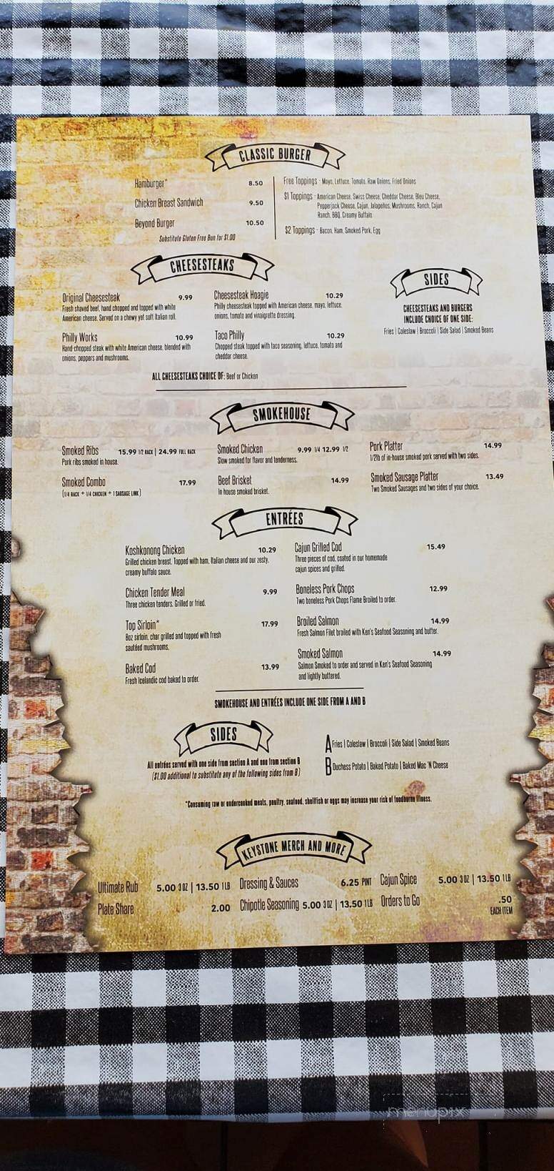 The Keystone Grill - Cambridge, WI menu_pic