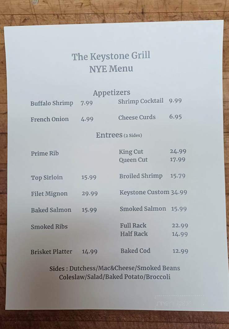 The Keystone Grill - Cambridge, WI menu_pic