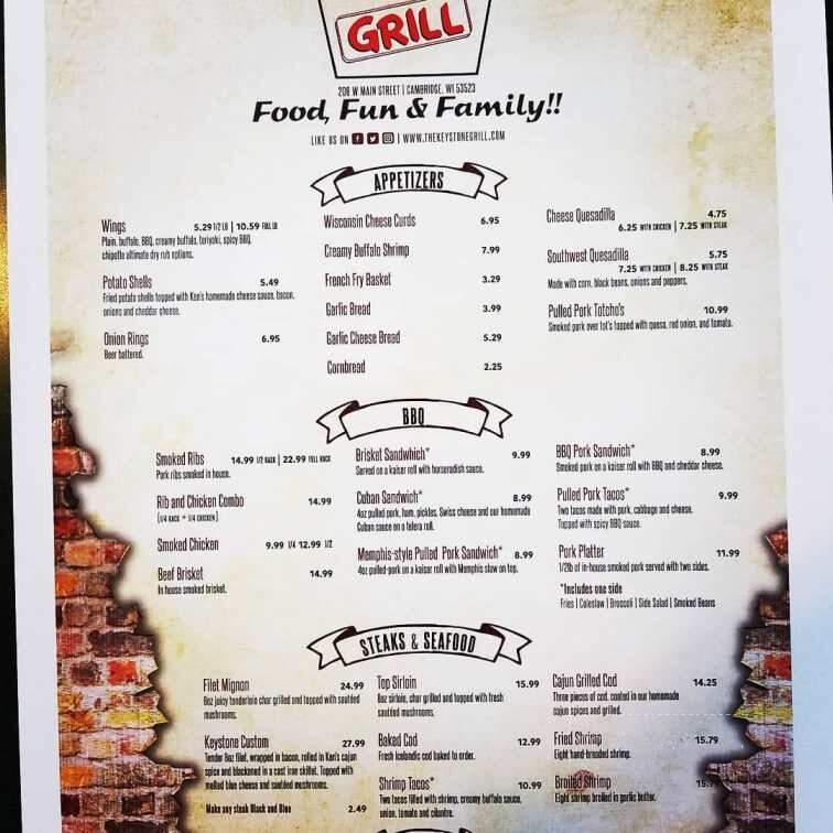 The Keystone Grill - Cambridge, WI menu_pic