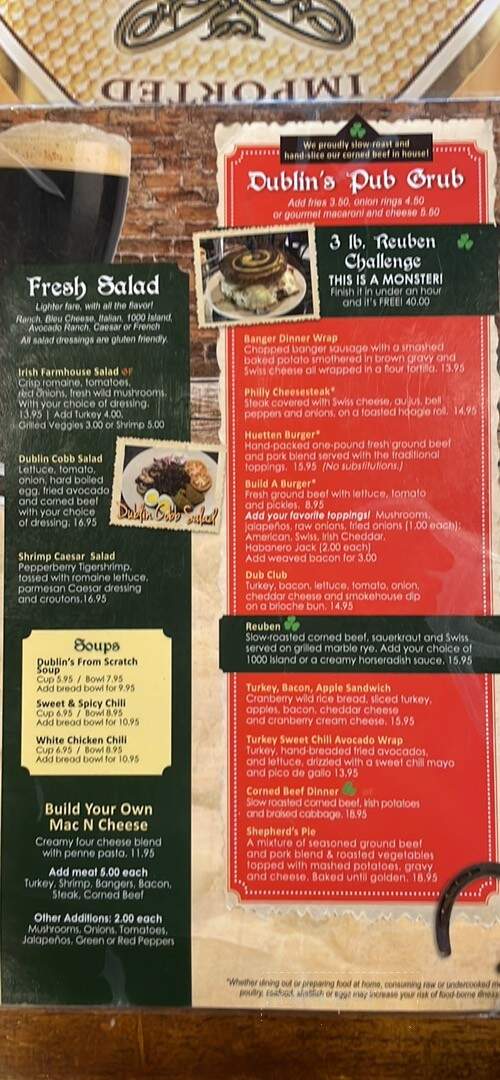 Dublin Sports Bar & Grill - Conover, WI menu_pic