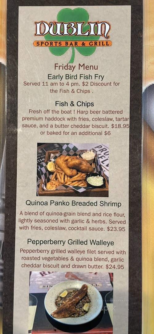 Dublin Sports Bar & Grill - Conover, WI menu_pic