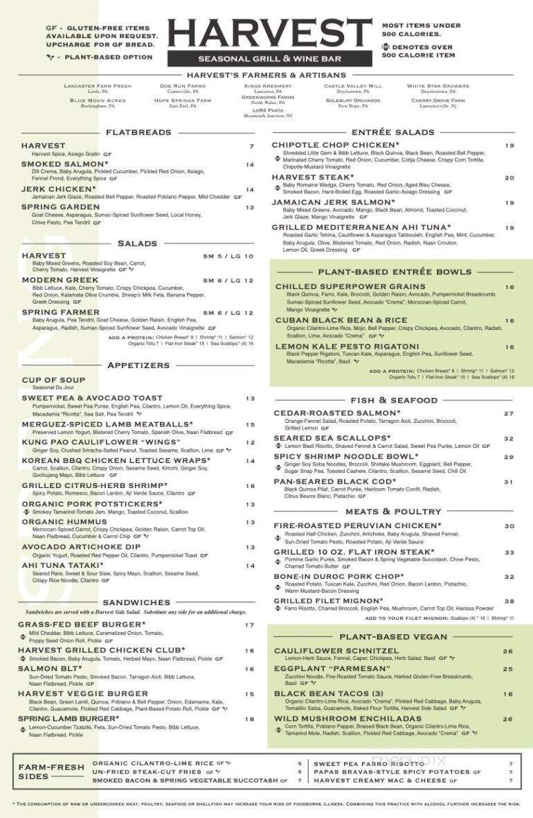 Harvest Seasonal Grill & Wine Bar - North Wales - North Wales, PA menu_pic