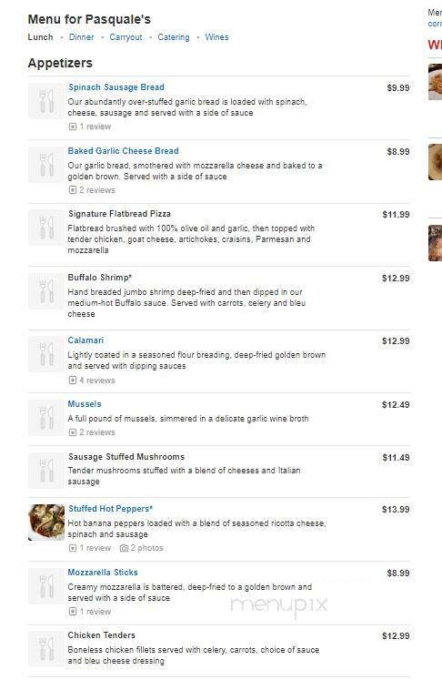 Pasquale's Italian Restaurant - Buffalo, NY menu_pic