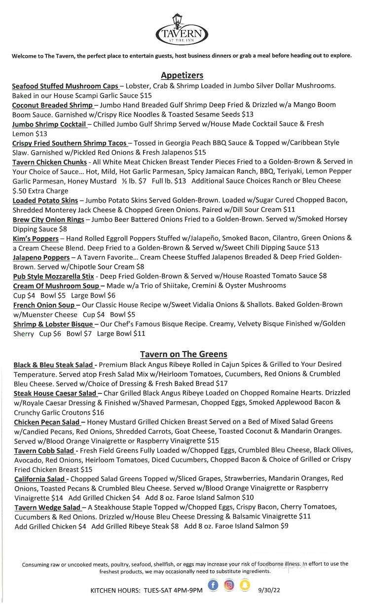 Tavern at the Inn - Findlay, OH menu_pic