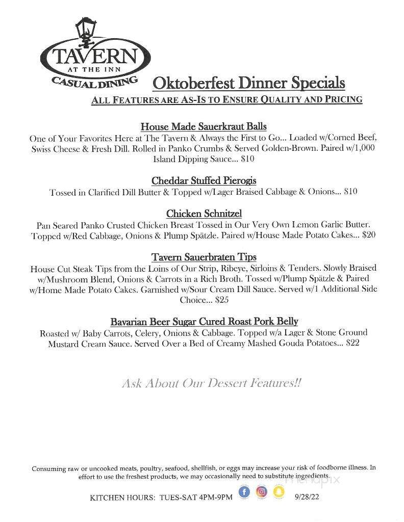 Tavern at the Inn - Findlay, OH menu_pic
