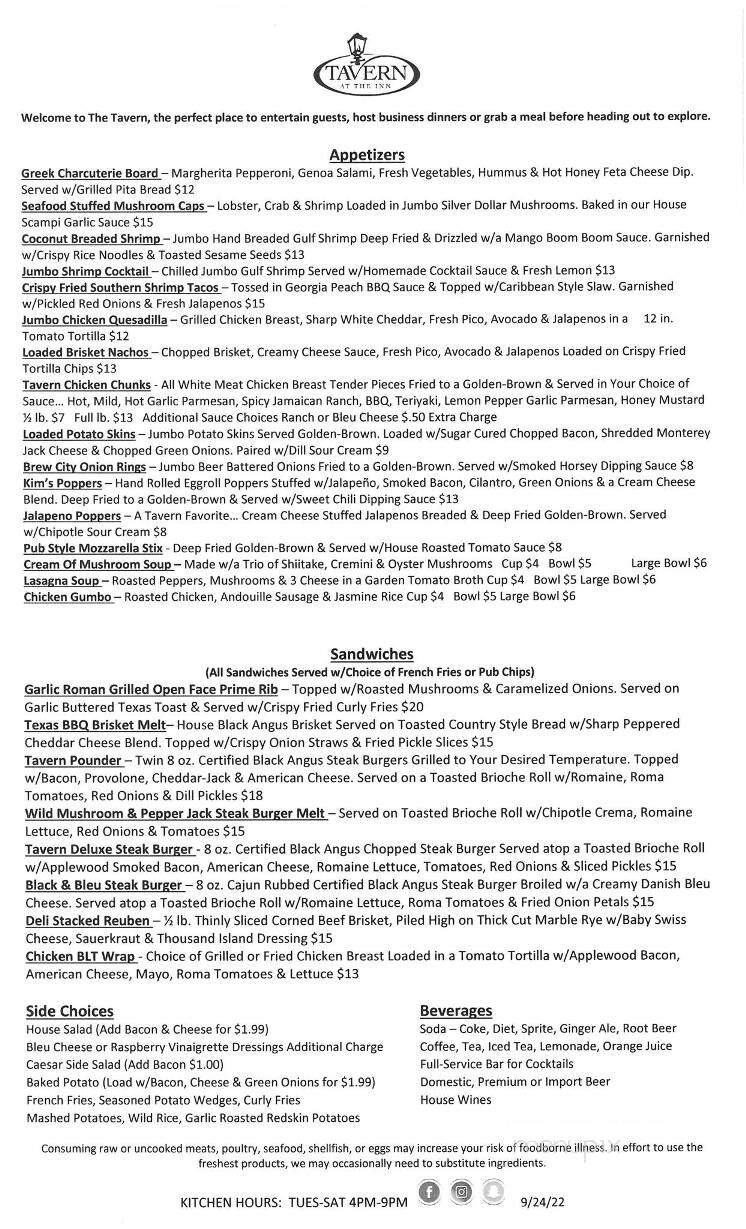 Tavern at the Inn - Findlay, OH menu_pic
