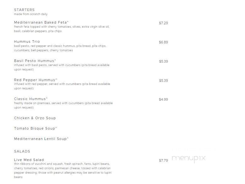 Zoe's Kitchen - Greenville, NC menu_pic