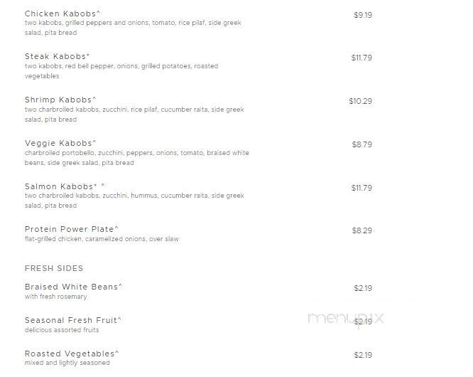 Zoe's Kitchen - Greenville, NC menu_pic