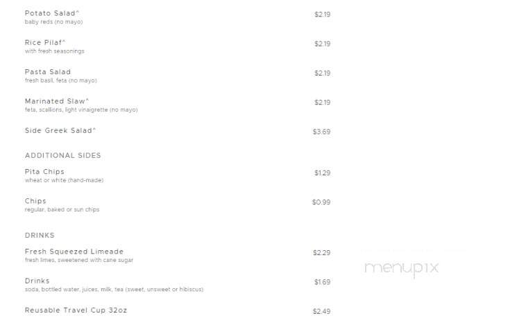 Zoe's Kitchen - Greenville, NC menu_pic