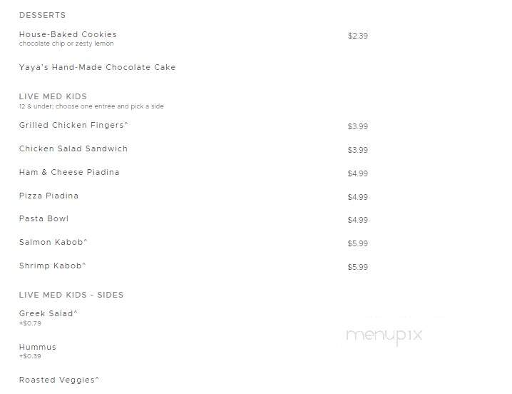 Zoe's Kitchen - Greenville, NC menu_pic