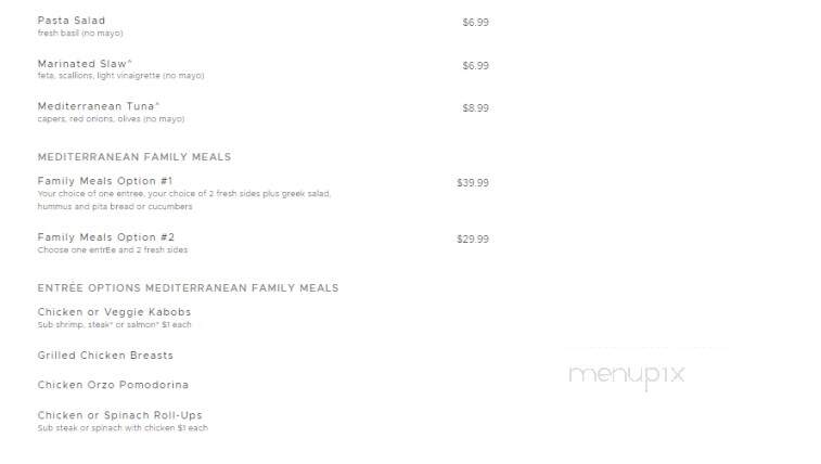 Zoe's Kitchen - Greenville, NC menu_pic
