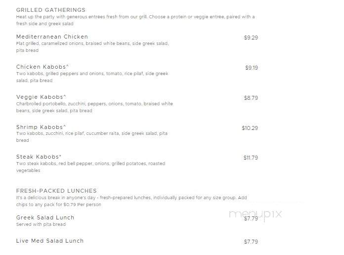 Zoe's Kitchen - Greenville, NC menu_pic
