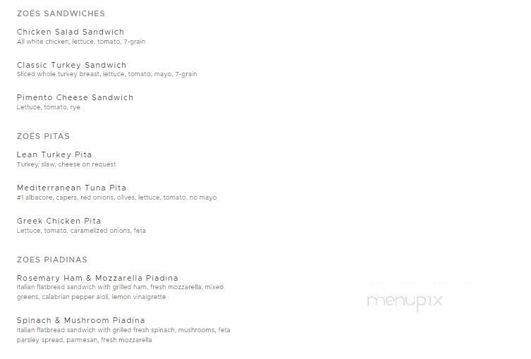 Zoe's Kitchen - Greenville, NC menu_pic