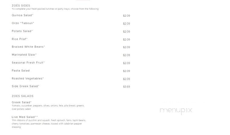 Zoe's Kitchen - Greenville, NC menu_pic