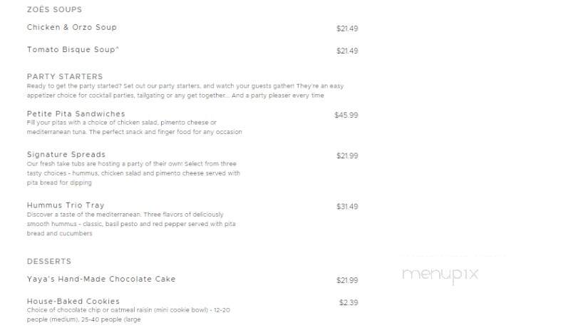 Zoe's Kitchen - Greenville, NC menu_pic